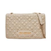 Love Moschino Quilted Pu Axelväska Ivory Trendy Beige, Dam