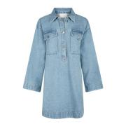 Neo Noir Denim Klänning Smoke Blue Oversized Blue, Dam