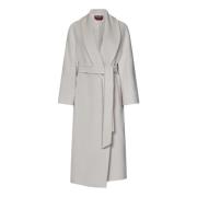 Max Mara Vit Shawlkrage Alpacka Ullrock White, Dam