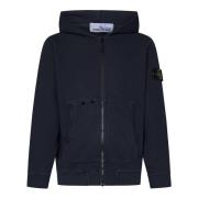 Stone Island Blå Fleecefodrad Huvtröja Blue, Herr