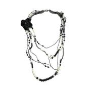 Chanel Vintage Pre-owned Tyg halsband Black, Dam