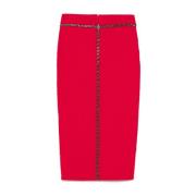 Elisabetta Franchi Karmosin Herringbone Stickad Kjol Red, Dam