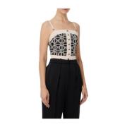 Elisabetta Franchi Stilren Top Con Mönster Blus Multicolor, Dam