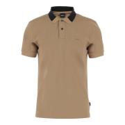 Hugo Boss Logo Bomull Polo Skjorta Beige Svart Beige, Herr