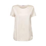 Max Mara Satin Siden Beige Tee Shirt Beige, Dam