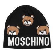 Moschino Abstrakt Multifärgad Teddybjörn Beanie Black, Dam