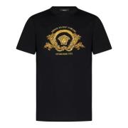 Versace Svart Broderad Medusa Emblem T-shirt Black, Herr