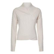 Victoria Beckham Vit Cable Stickad Tröja Aw24 White, Dam