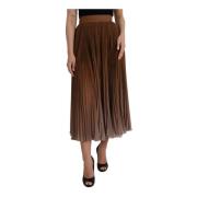 Dolce & Gabbana Brun Plisserad Midi Kjol Brown, Dam