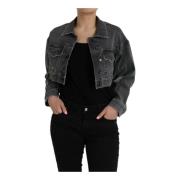 Dolce & Gabbana Mörkgrå Cropped Denim Jacka Black, Dam