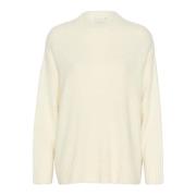 Kaffe Mjuk Stickad Tröja Sweater White, Dam