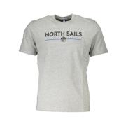 North Sails Grå Bomull Tryck Logo T-shirt Gray, Herr