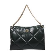 Tory Burch Diamantquiltad Hobo-väska med kontrastsöm Green, Dam