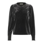 InWear Svart Blus med Smock Manschetter Black, Dam