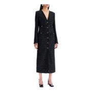 Alessandra Rich Paljett Tweed Midi Klänning Black, Dam