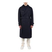 Tagliatore Trench i vattenavvisande diagonalt tyg Blue, Herr