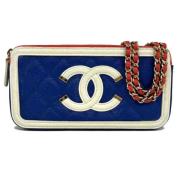 Chanel Vintage Pre-owned Laeder crossbodyvskor Blue, Dam