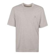 Brunello Cucinelli Lyxig Bomull T-shirt Melange Effekt Gray, Herr