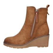 Refresh Beige Mocka Ankelboots med Dragkedja Beige, Dam