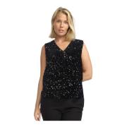 2-Biz Svart paljettblus Nicole.Wi24 Black, Dam