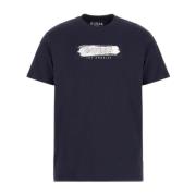 Guess Logo Relief Bomull T-shirt - Blå Blue, Herr