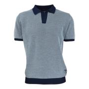 Carlo Colucci Kontrast Polo Shirt Klassisk Design Blue, Herr