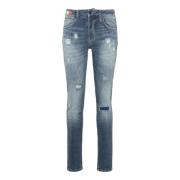 Carlo Colucci Förstörda jeans med sidopiping Cecco Blue, Herr