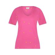 Fabienne Chapot Phil V-neck Orange Heart T-shirt Pink, Dam