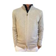 Stenströms Beige Merino Wool Zip Cardigan Beige, Herr