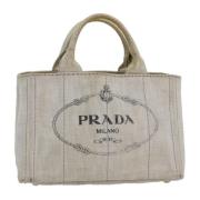 Prada Vintage Pre-owned Canvas handvskor White, Dam