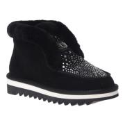 Baldinini Ankle boots in black suede and sheepskin with rhinestones Bl...