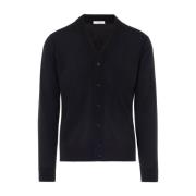 Paolo Pecora Elegant Svart Ull Cardigan Black, Herr