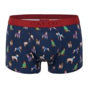 Gallo Herrblå bomullsboxershorts med hundmotiv Blue, Herr