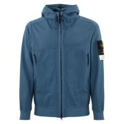 Stone Island Blå Lättvikts Huva Dragkedja Kappa Blue, Herr