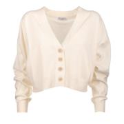 Brunello Cucinelli Kashmir Cardigan i Elfenben Beige, Dam