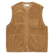 Universal Works Stone Mountain Fleece Gilet med Shawl Krage Brown, Her...