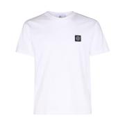 Stone Island Vit Bomull T-shirt med Logo Patch White, Herr