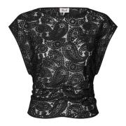 Baum und Pferdgarten Ärmelös Paisley Spets Zip-Top Black, Dam