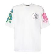 Barrow Bomull T-shirt med Kontrasterande Dekorationer White, Herr