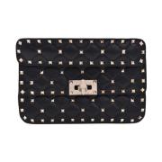 Valentino Garavani Svart Quiltad Spike Axelväska Black, Dam