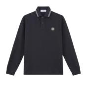 Stone Island Randig Stretchig Bomullspolotröja Black, Herr