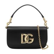 Dolce & Gabbana Svart läderhandväska med guldtonad maskinvara Black, D...