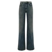 Patrizia Pepe Högmidjade denimbyxor rak passform Blue, Dam