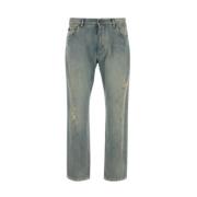 Dolce & Gabbana Rivna Denim Jeans med Logotypplatta Blue, Herr