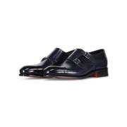 Santoni Läder Dubbel Monkstraps Elegant Stil Blue, Herr