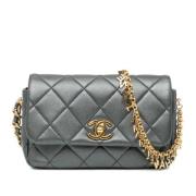 Chanel Vintage Pre-owned Laeder crossbodyvskor Gray, Dam