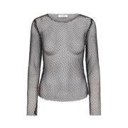 Co'Couture Nätblus Topp Svart Silver Black, Dam