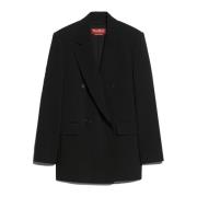 Max Mara Studio Svart Dubbelknäppt Cady-Blazer Black, Dam