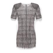 Elisabetta Franchi Handbroderad tulle miniklänning med paljetter Gray,...