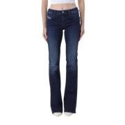 Diesel Bootcut Flare Jeans Denim Logo Patch Blue, Dam